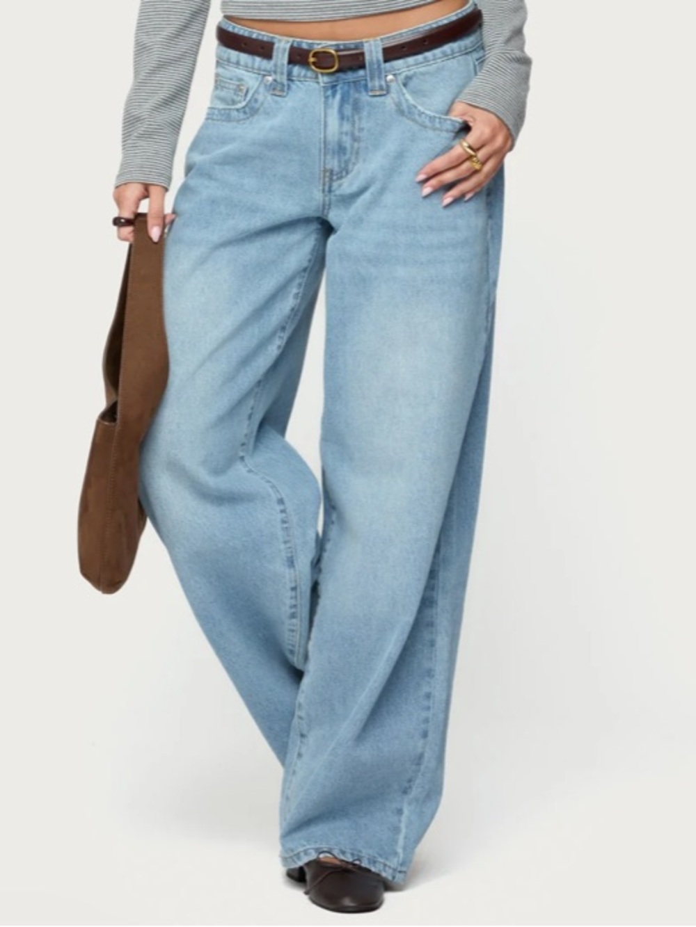 Edikted low rise baggy denim jeans blue size small